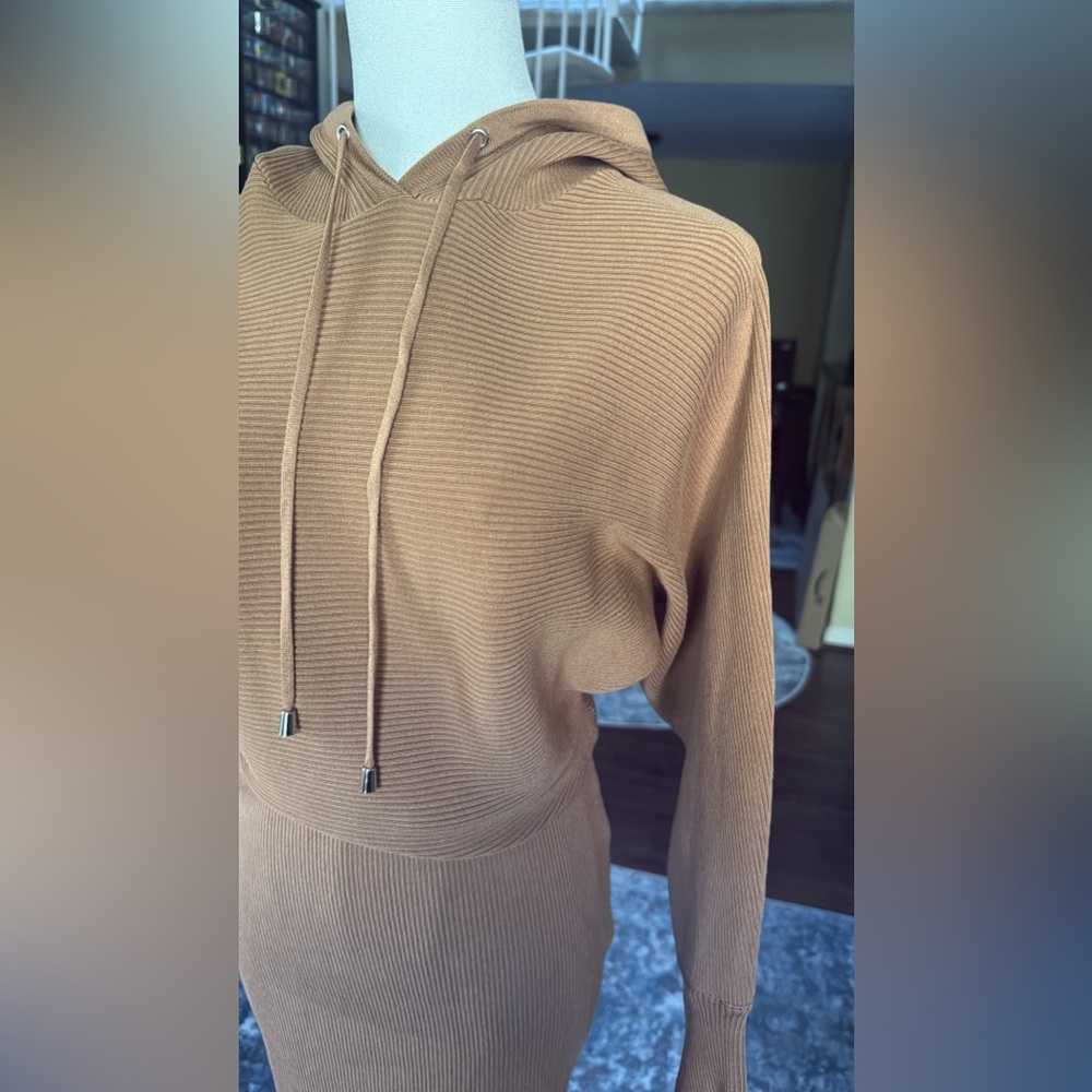 Tan Hooded Knit Dress - Picture 5 of 6
